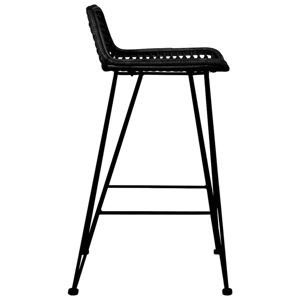 Bar Stools Kitchen Counter Black Rattan Seating 2 Piece