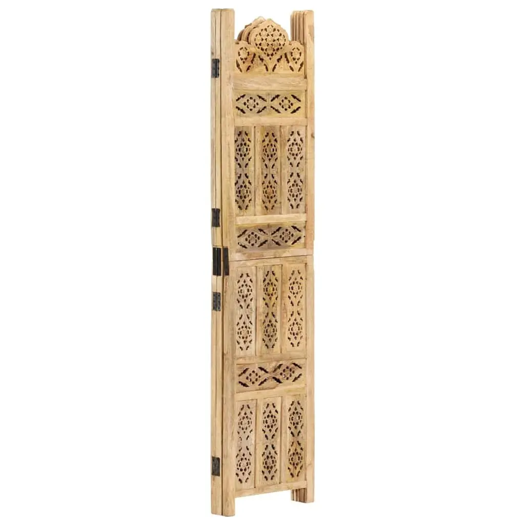 Room Divider 3-Panel Hand Carved Brown Wooden Folding Privacy Screen 120x165cm