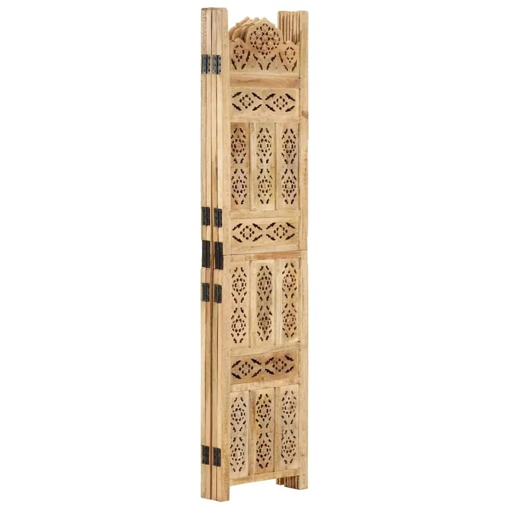 4-Panel Room Divider in Solid Mango Wood