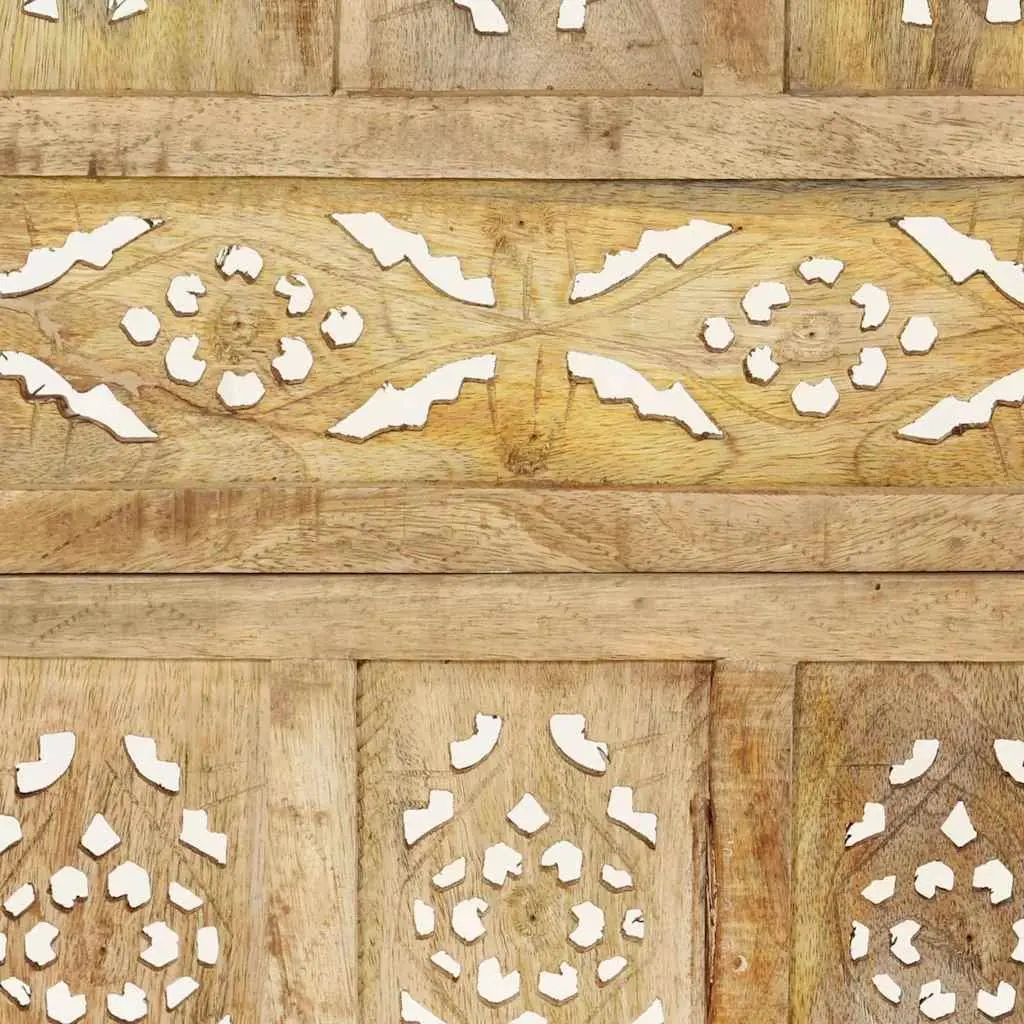 4-Panel Room Divider in Solid Mango Wood