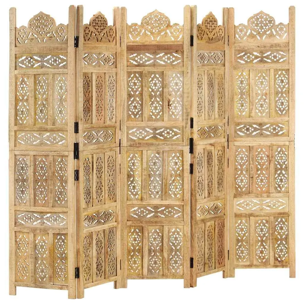5-Panel Hand Carved Room Divider