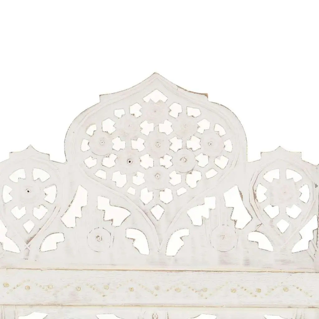 Folding Room Divider for Bedrooms Living Spaces 120x165 cm 3-Panel White Hand Carved Solid Mango Wood
