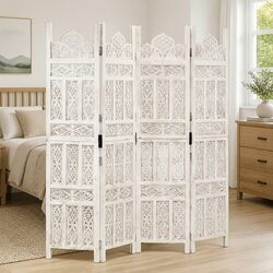 4-Panel Wooden Room Divider: Dimensions & Materials