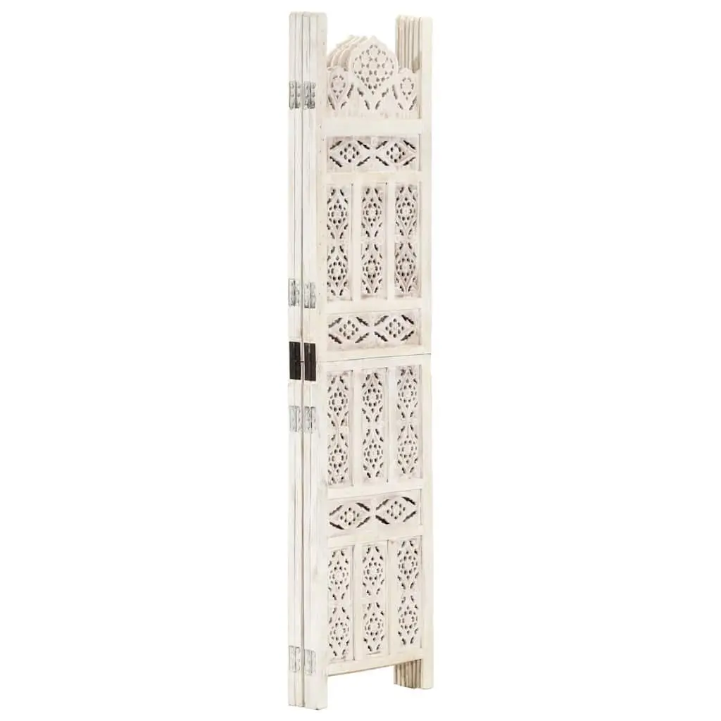 4-Panel Room Divider Hand Carved Wooden Privacy Screen Folding Bedroom