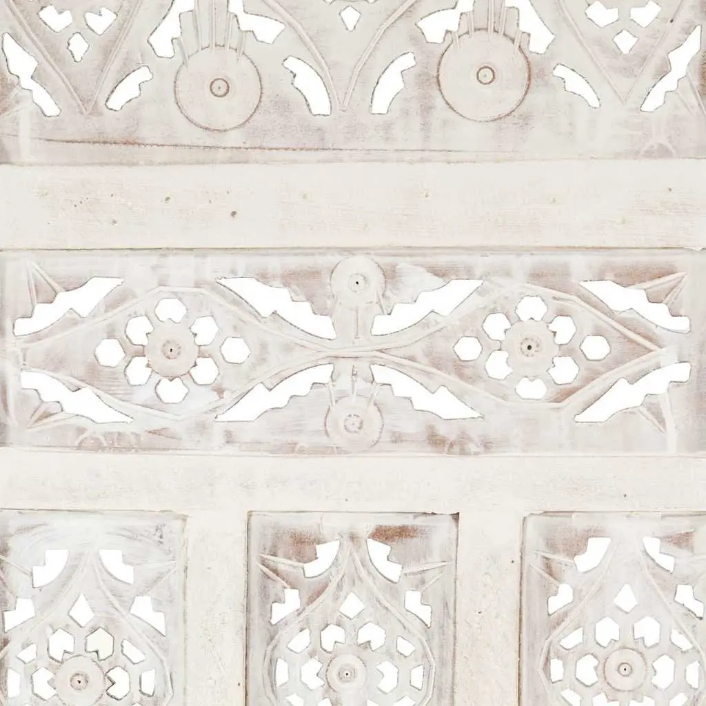 4-Panel Room Divider Hand Carved Wooden Privacy Screen Folding Bedroom