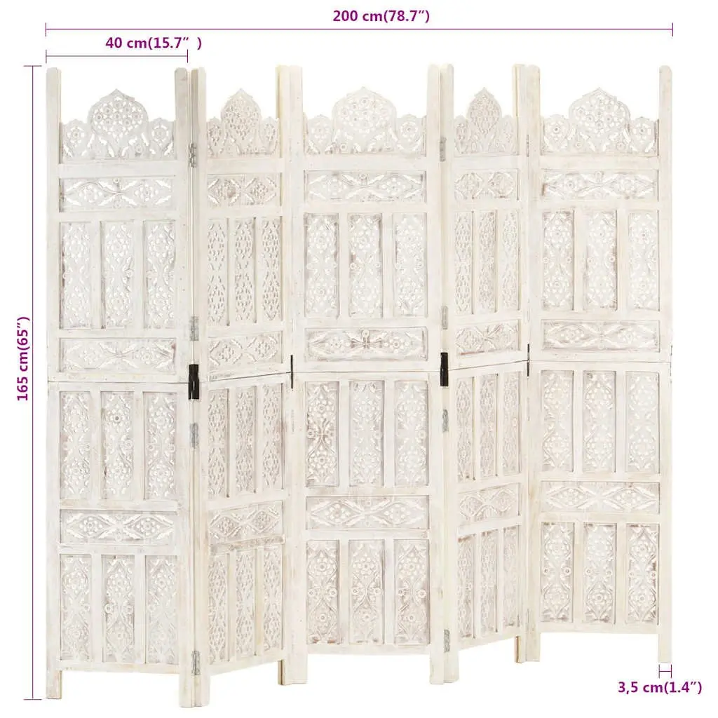 Hand Carved 5-Panel Room Divider