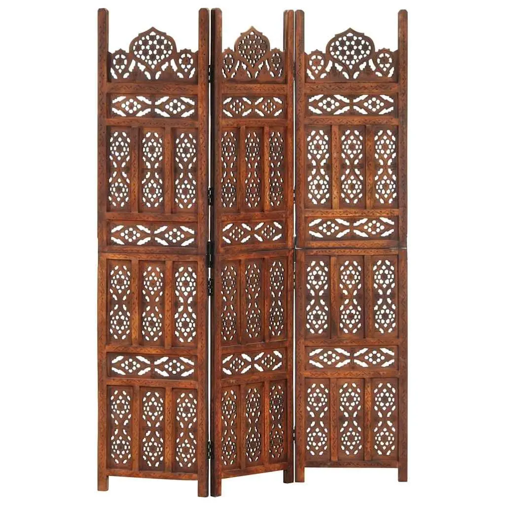 Hand Carved 3-Panel Room Divider