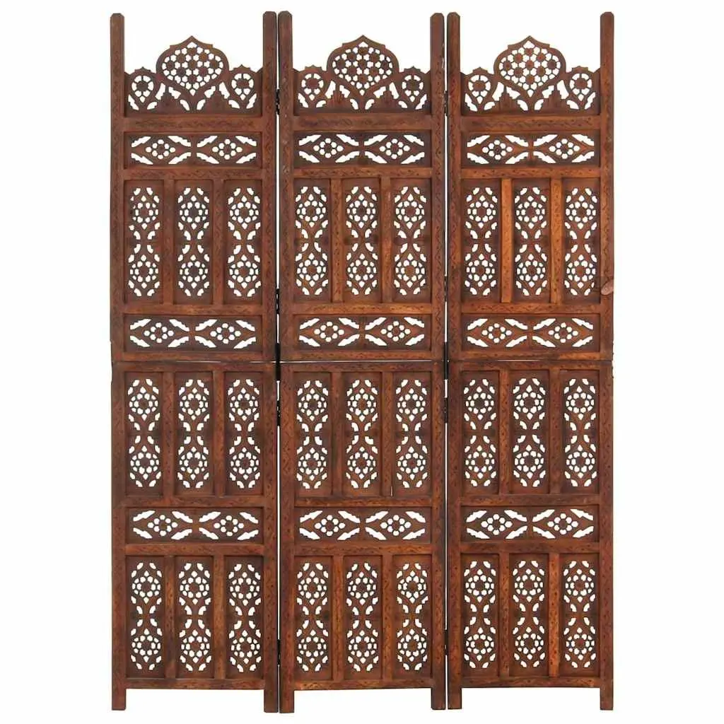 Hand Carved 3-Panel Room Divider