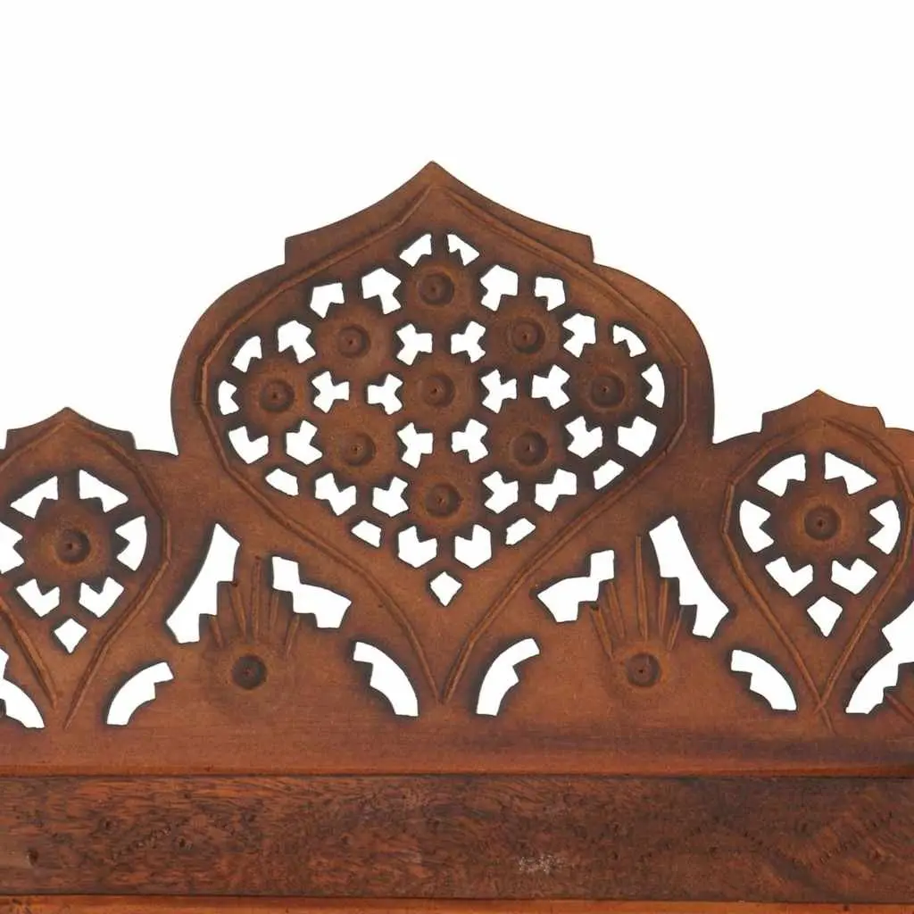 Hand Carved 4-Panel Room Divider Screen Folding Privacy Partition Brown