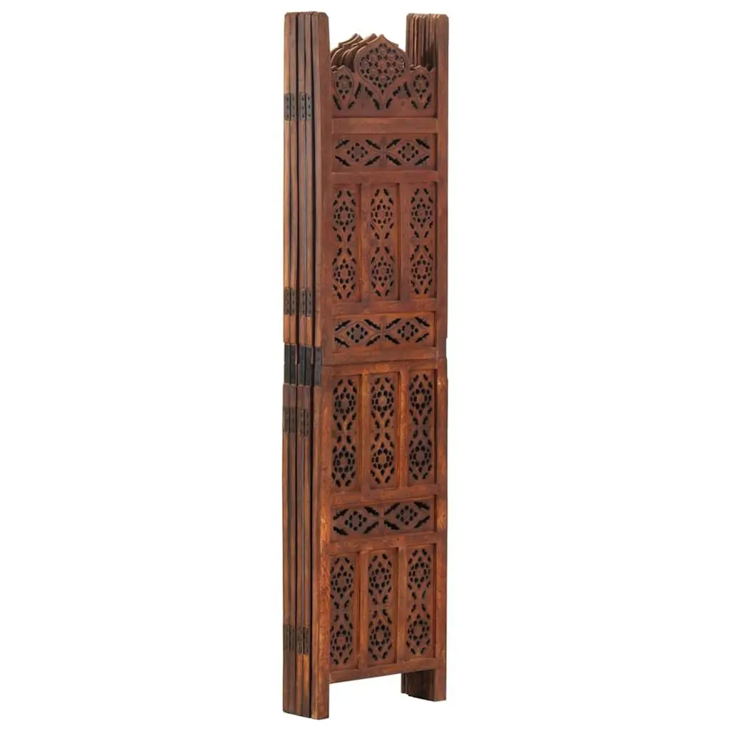 5-Panel Wooden Room Divider in Brown
