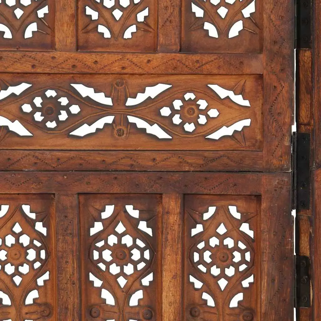 5-Panel Wooden Room Divider in Brown