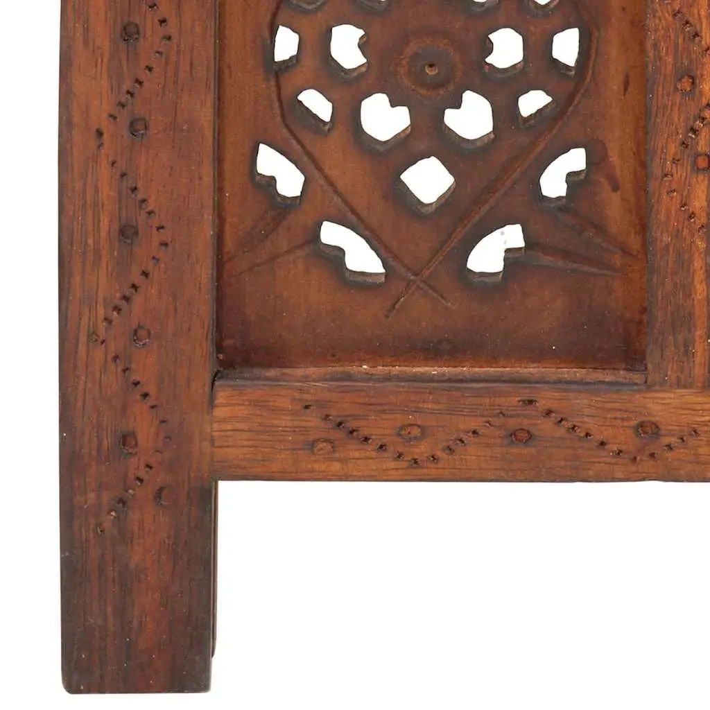 5-Panel Wooden Room Divider in Brown