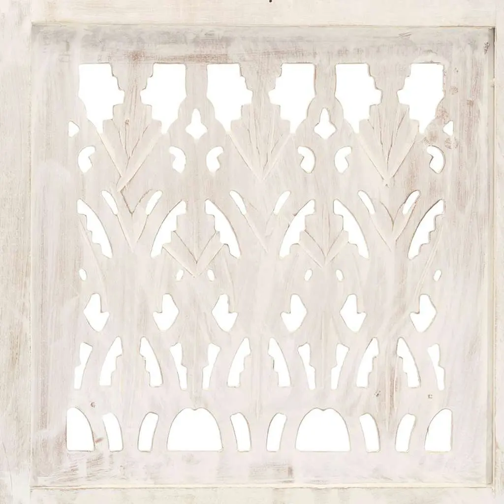 Hand Carved 5-Panel Room Divider White 200x165 cm Folding Privacy Screen