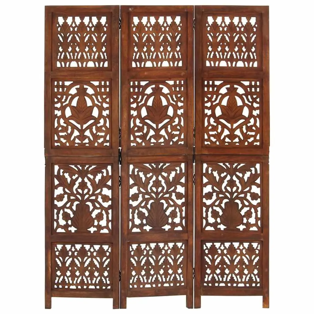 Hand Carved 3-Panel Room Divider