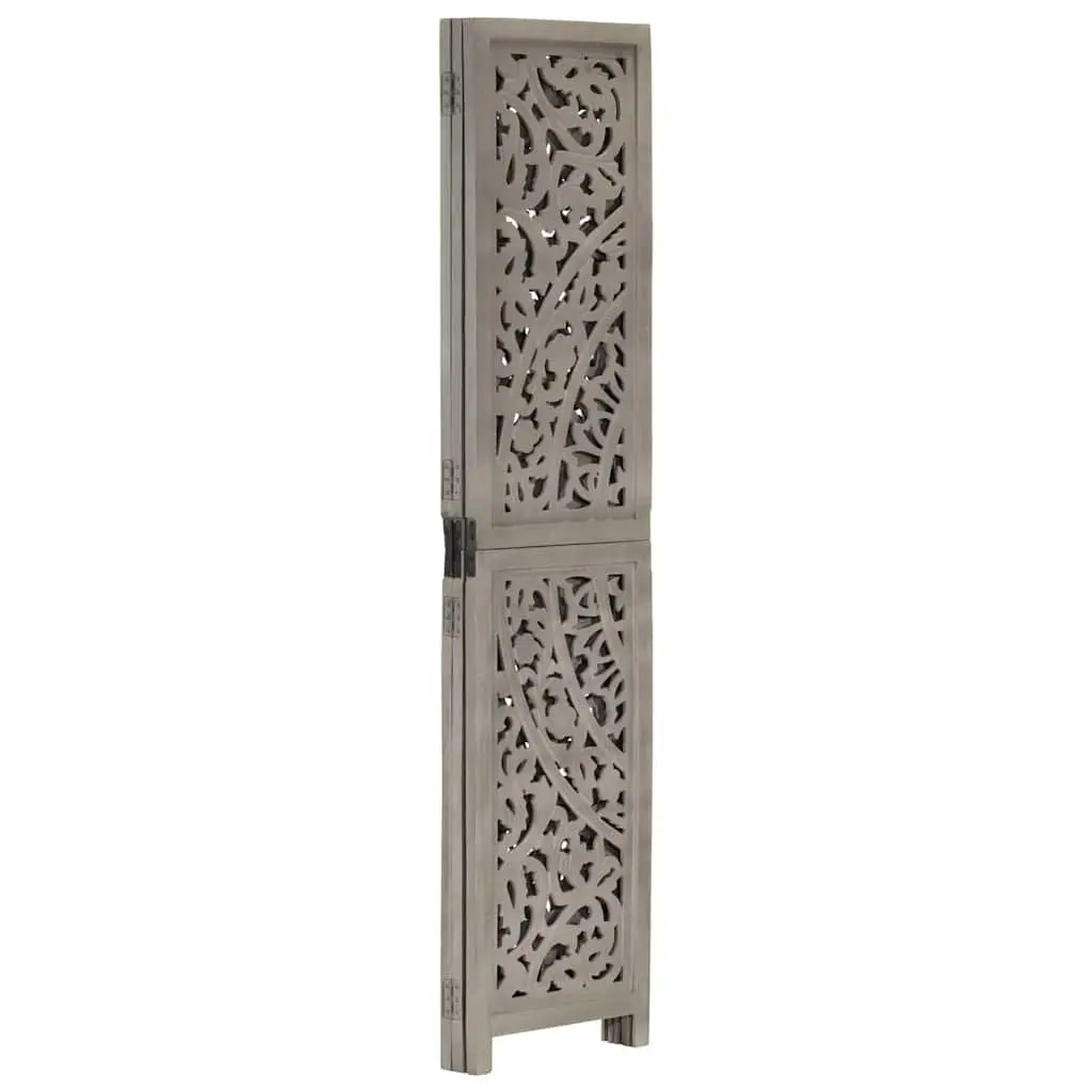 Grey Hand Carved 3-Panel Room Divider