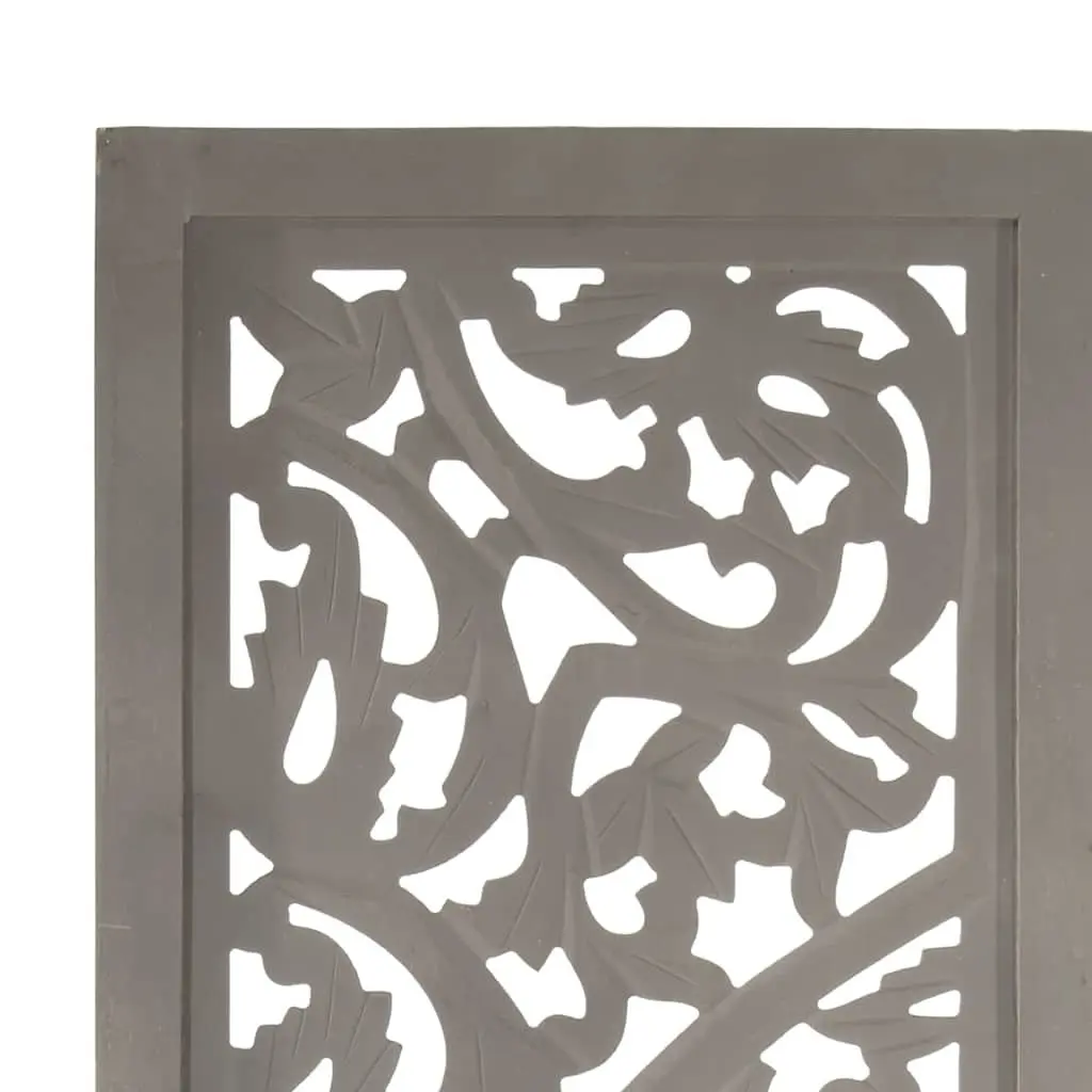 Grey Hand Carved 3-Panel Room Divider