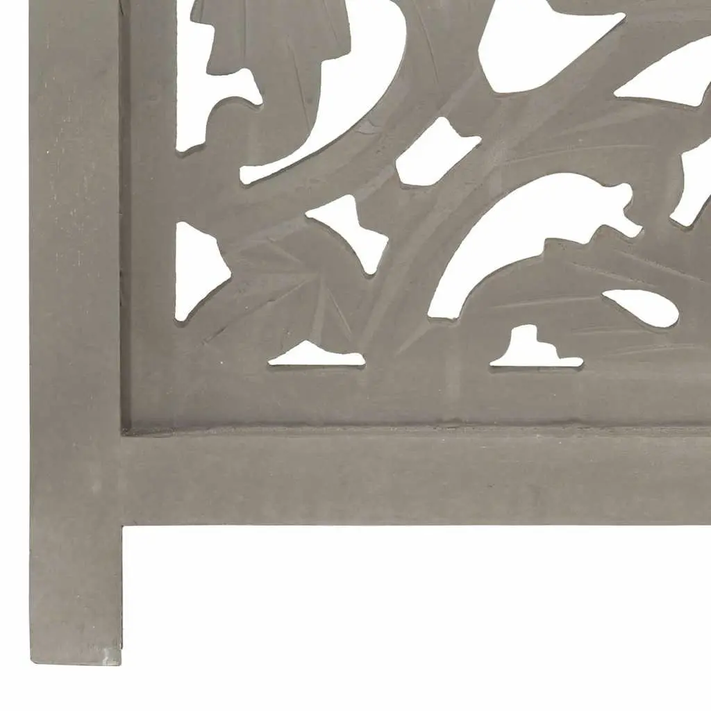 Grey Hand Carved 3-Panel Room Divider