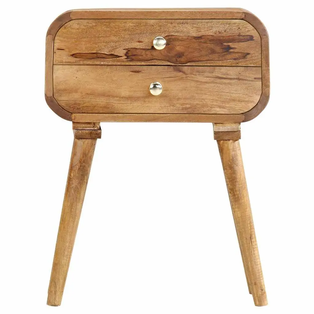 Brown Solid Wood Bedside Cabinet 43x30x58cm with 2 Drawers