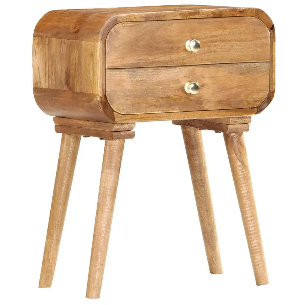 Brown Solid Wood Bedside Cabinet 43x30x58cm with 2 Drawers