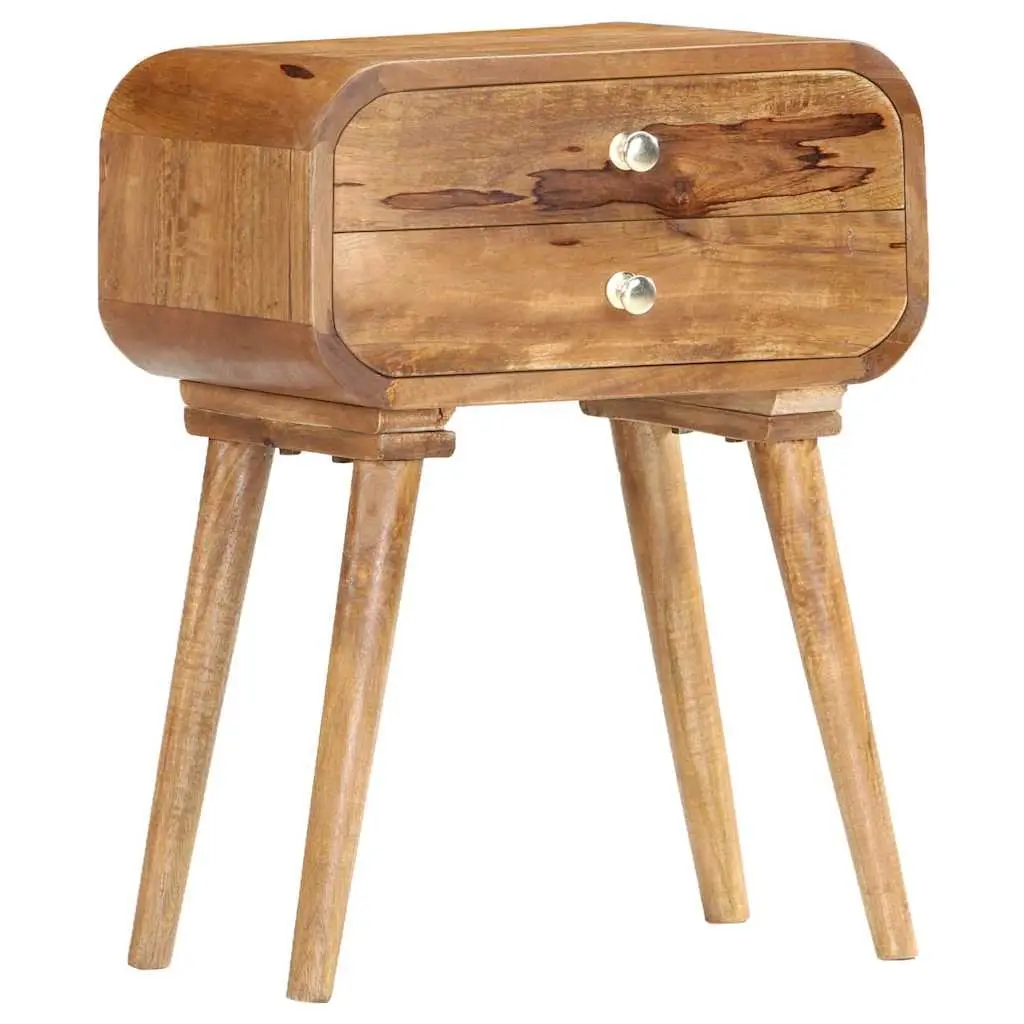 Brown Solid Wood Bedside Cabinet 43x30x58cm with 2 Drawers