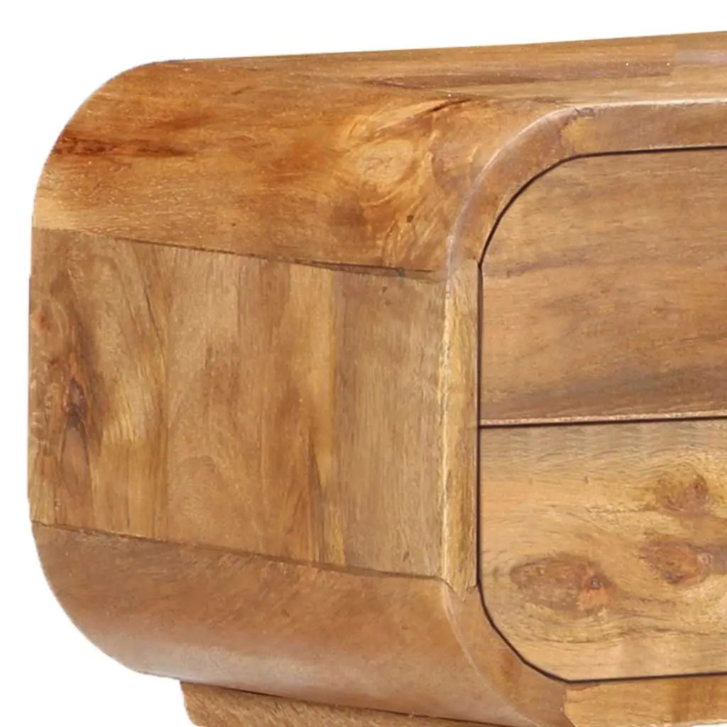 Brown Solid Wood Bedside Cabinet 43x30x58cm with 2 Drawers