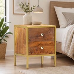 Bedside Cabinet Specifications: 40x35x50 cm, Solid Mango Wood