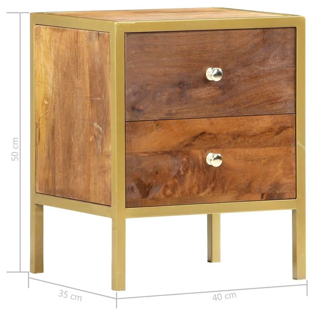 2 Drawer Wooden Bedside Cabinet 40W x 35D x 50H cm