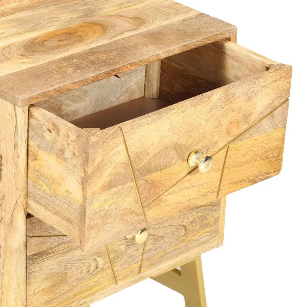 Bedside Table Solid Mango Wood Nightstand with 2 Drawers 40x30x50 cm
