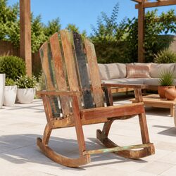 Rocking Chair Solid Reclaimed Wood Garden Outdoor Patio Relaxation Furniture
