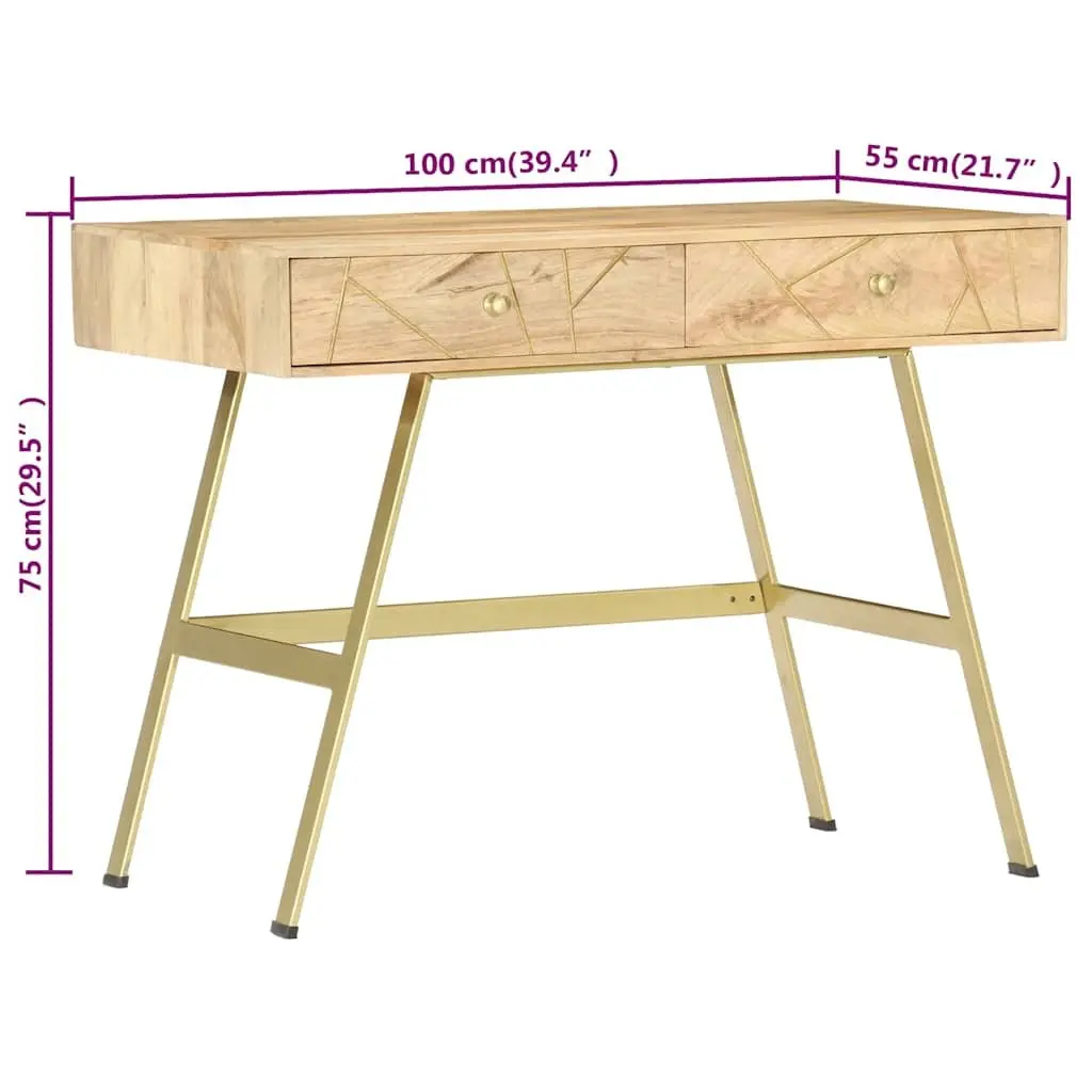 Writing Desk for Office 100x55x75cm Solid Mango Wood Industrial Style