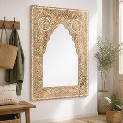 40x55 cm Hand Painted Mirror with Solid Wood Frame