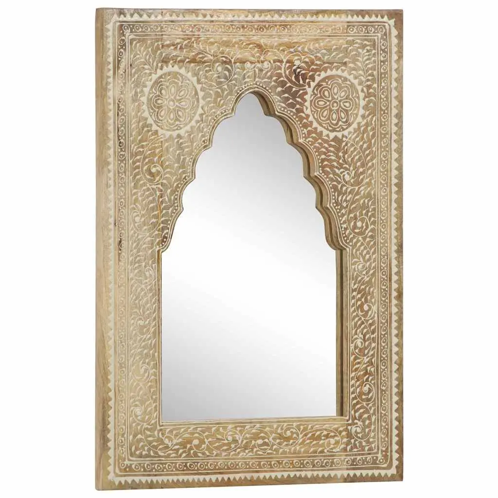 40x55 cm Hand Painted Mirror with Solid Wood Frame
