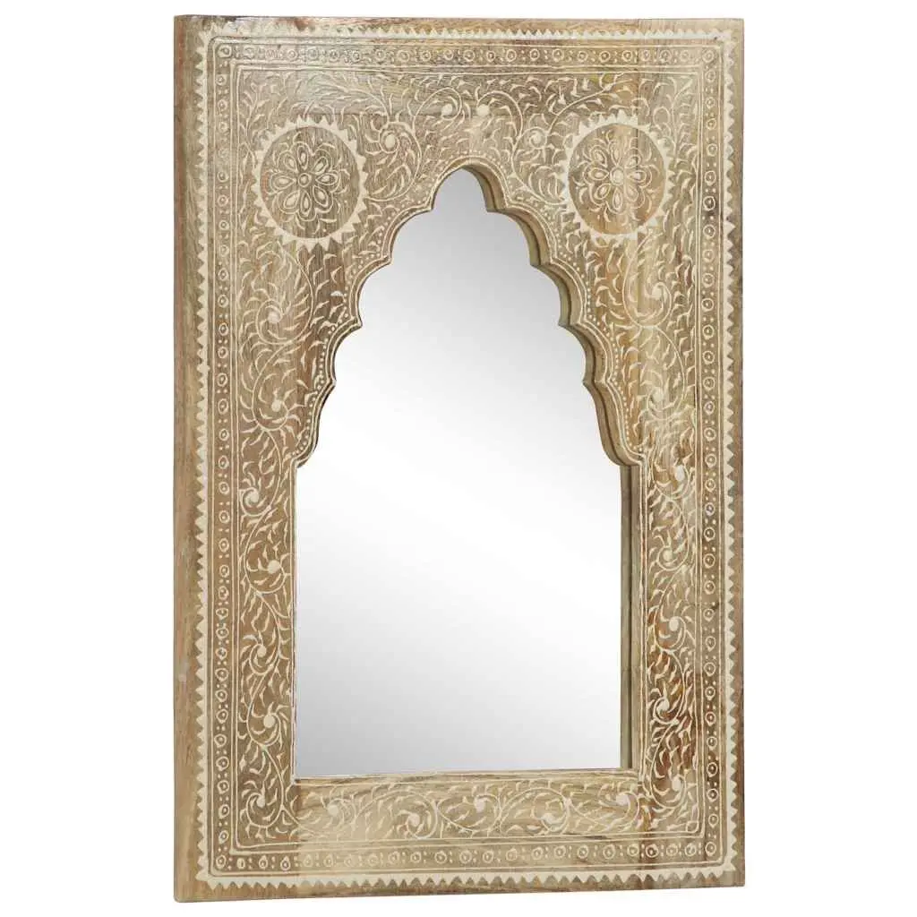 40x55 cm Hand Painted Mirror with Solid Wood Frame