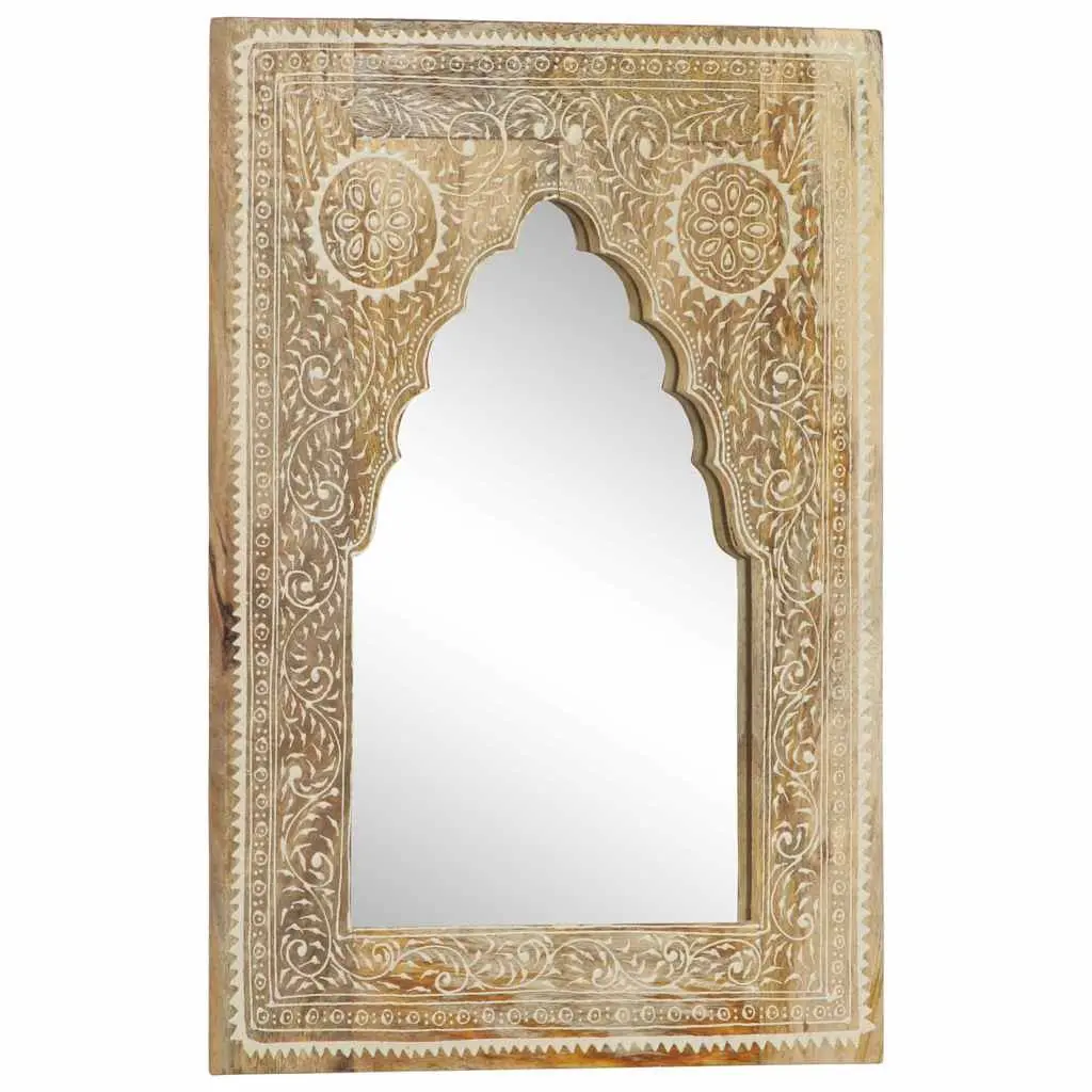 40x55 cm Hand Painted Mirror with Solid Wood Frame