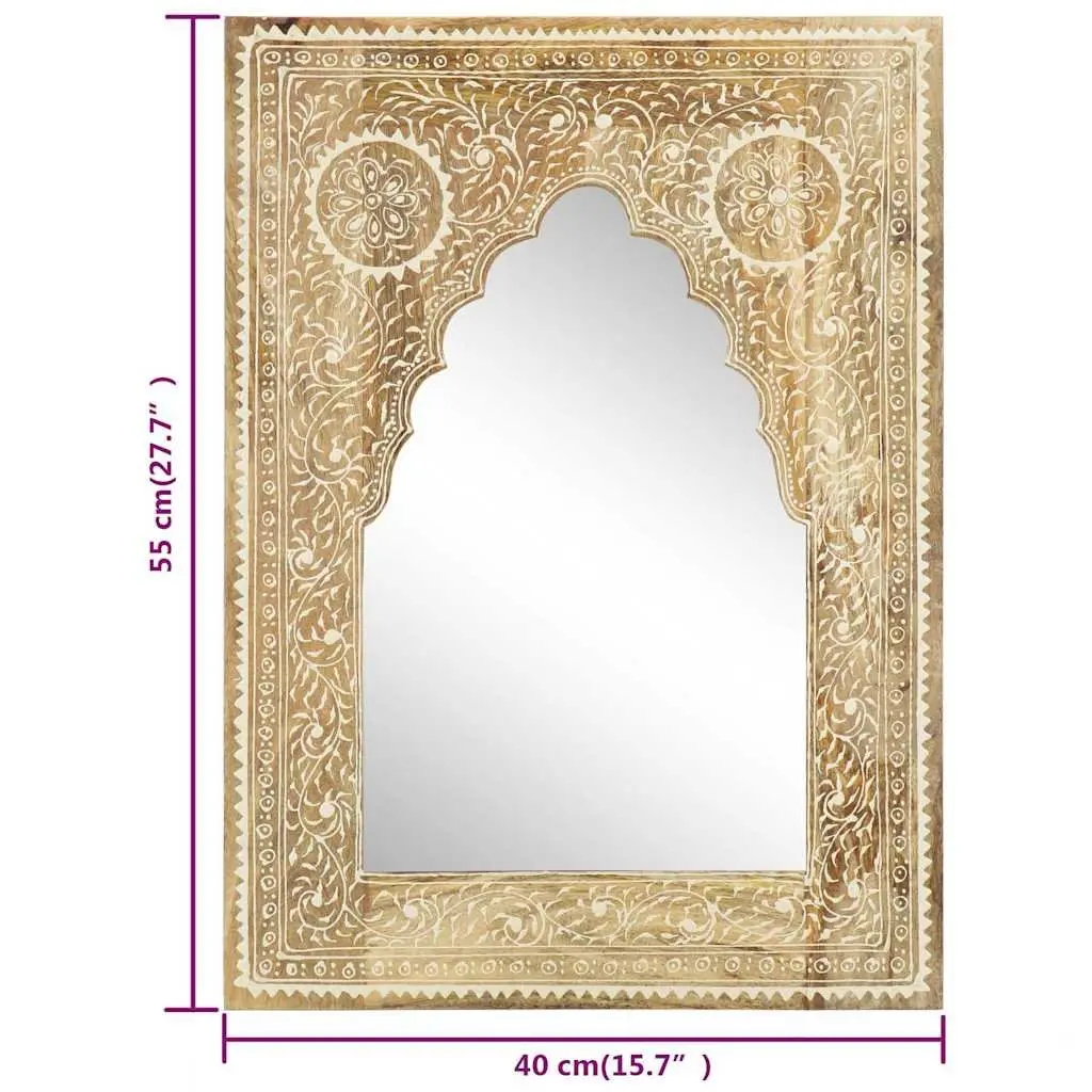 40x55 cm Hand Painted Mirror with Solid Wood Frame