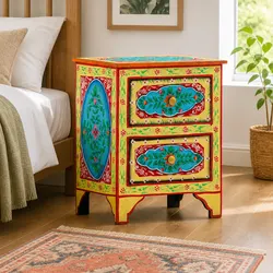 Dimensions and Materials of Hand-Painted Bedside Cabinet