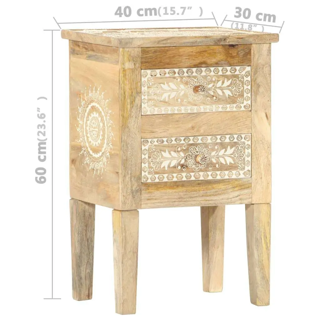 40x30x60cm Handcrafted Solid Mango Wood Nightstand