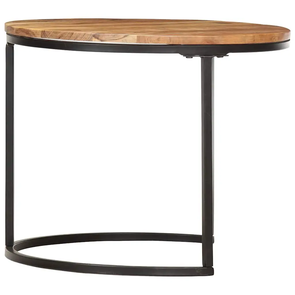 Nesting Tables 3 pcs Solid Wood Acacia Brown Side Coffee Table Set