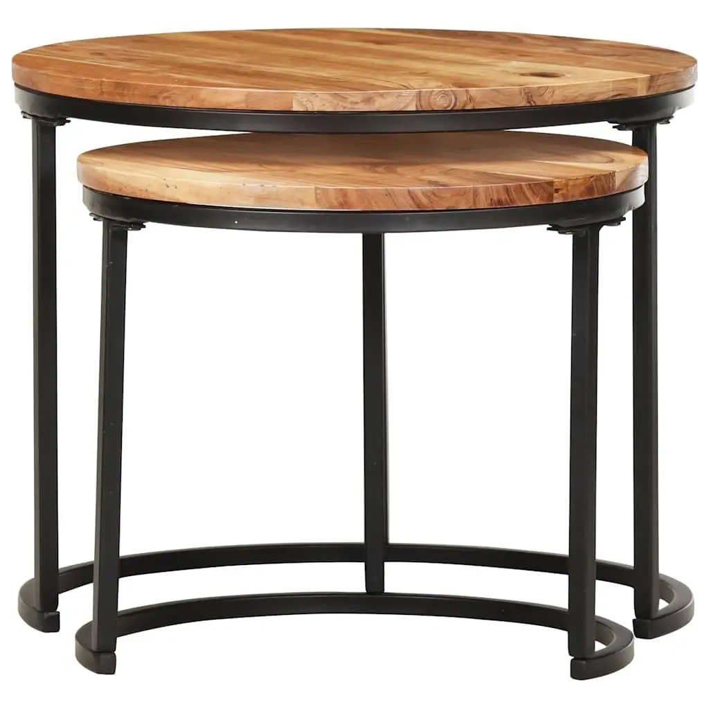 Nesting Tables 2 pcs Solid Acacia Wood, Brown