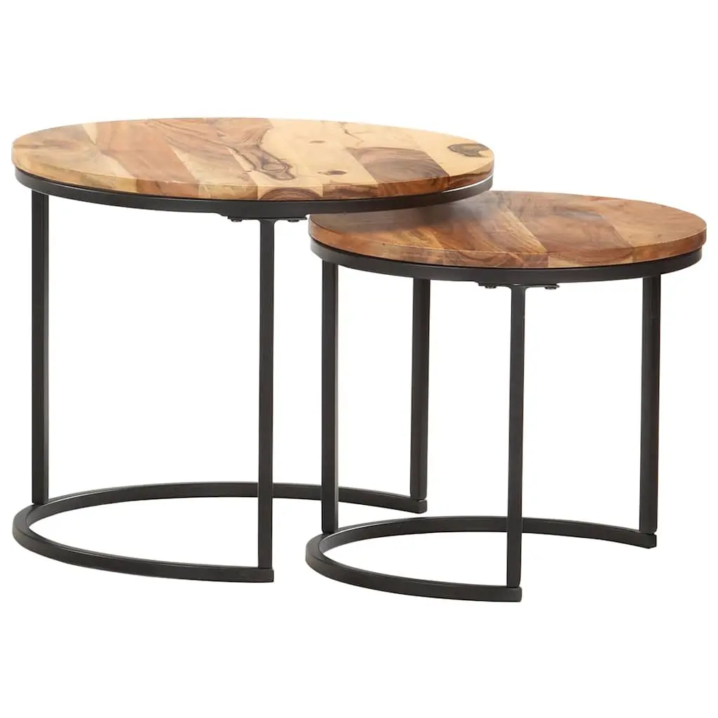 Nesting Tables 2 pcs Solid Acacia Wood, Brown