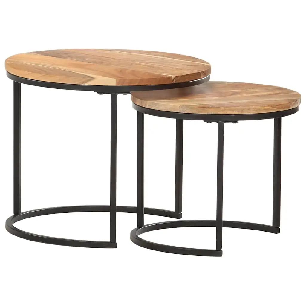 Nesting Tables 2 pcs Solid Acacia Wood, Brown