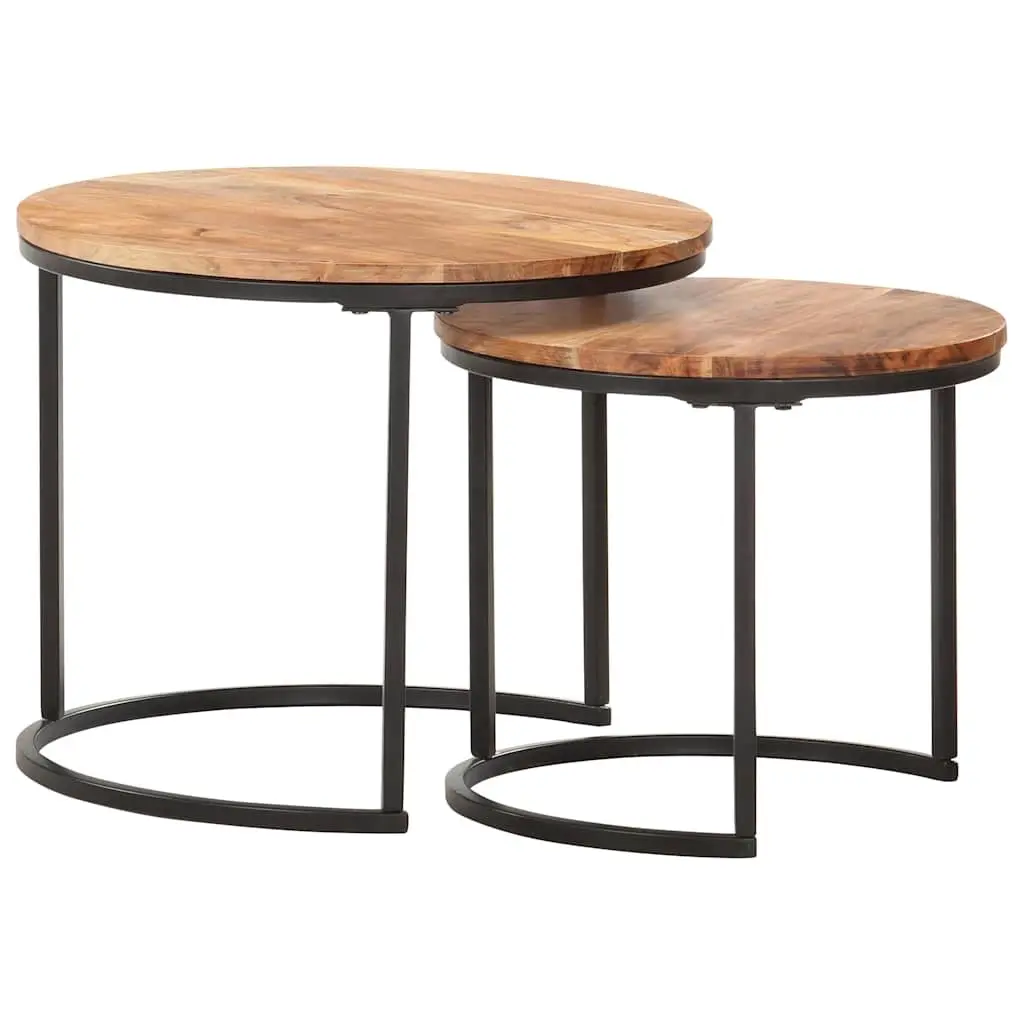 Nesting Tables 2 pcs Solid Acacia Wood, Brown
