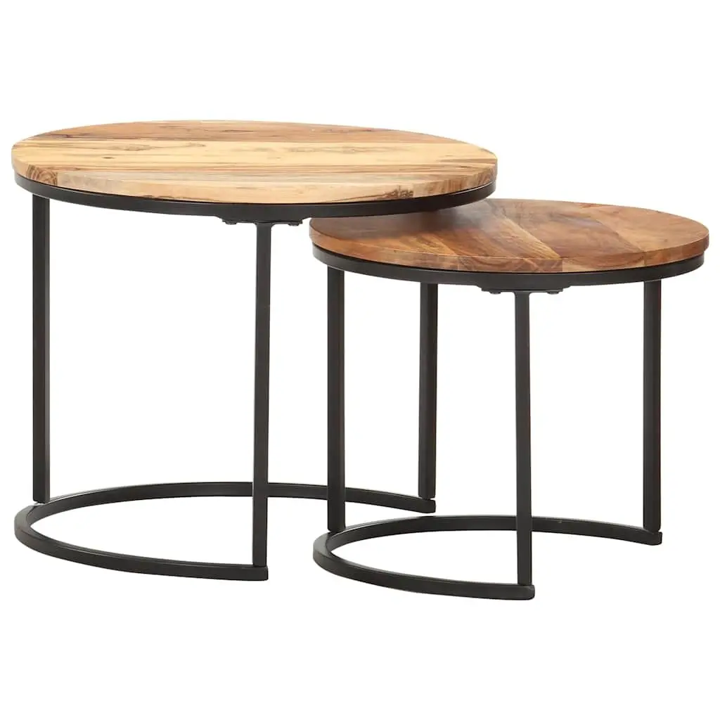 Nesting Tables 2 pcs Solid Acacia Wood, Brown
