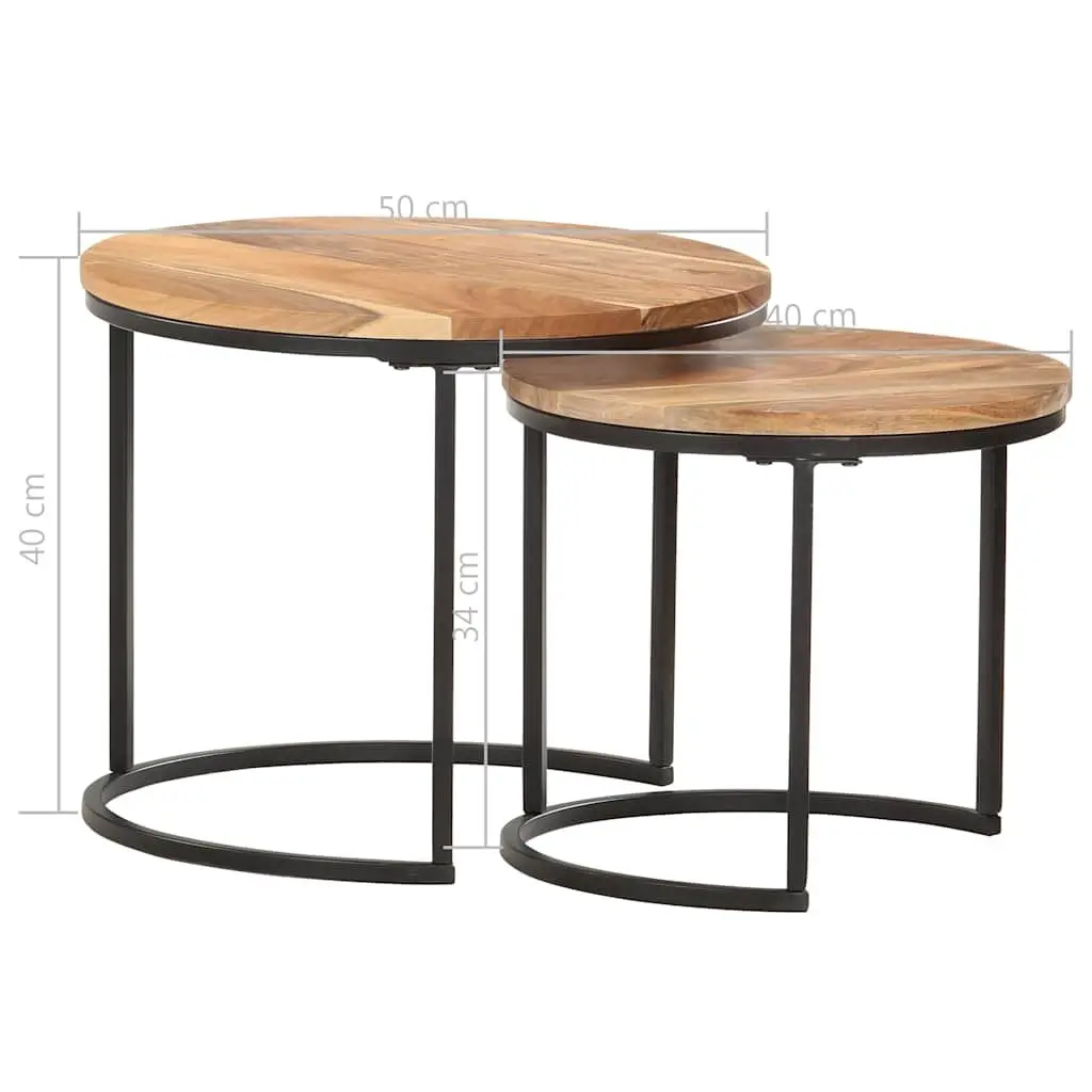 Nesting Tables 2 pcs Solid Acacia Wood, Brown