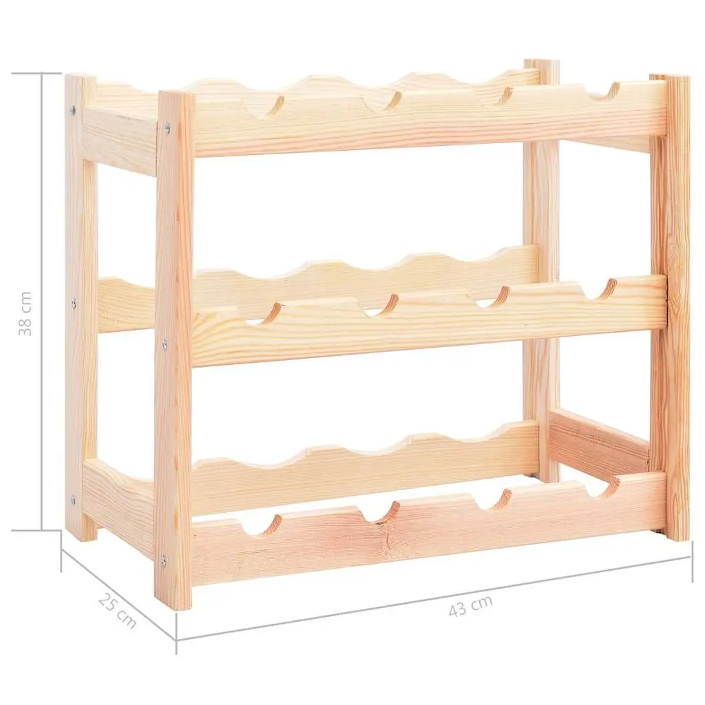Wine Rack for 12 Bottles Kitchen Dining Bar Solid Wood Pine Storage Display Shelf Holder Stand
