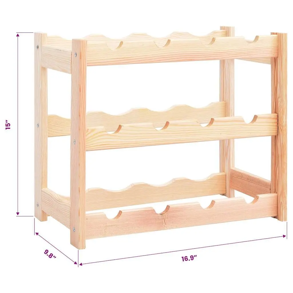 Wine Rack for 12 Bottles Kitchen Dining Bar Solid Wood Pine Storage Display Shelf Holder Stand