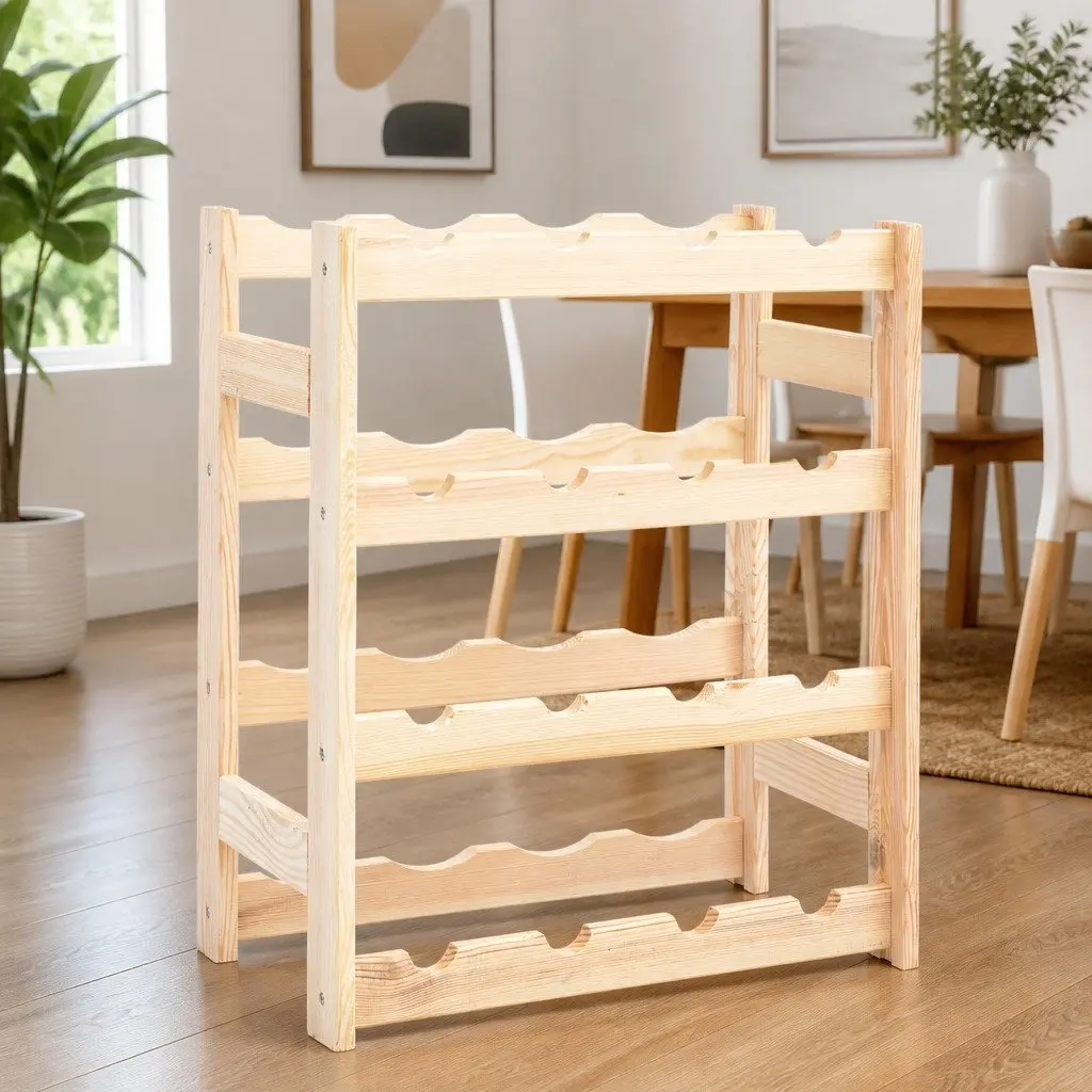 16-Bottle Wooden Wine Rack