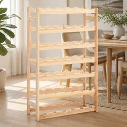Wine Rack for 42 Bottles Solid Pinewood Storage Display Cabinet Holder