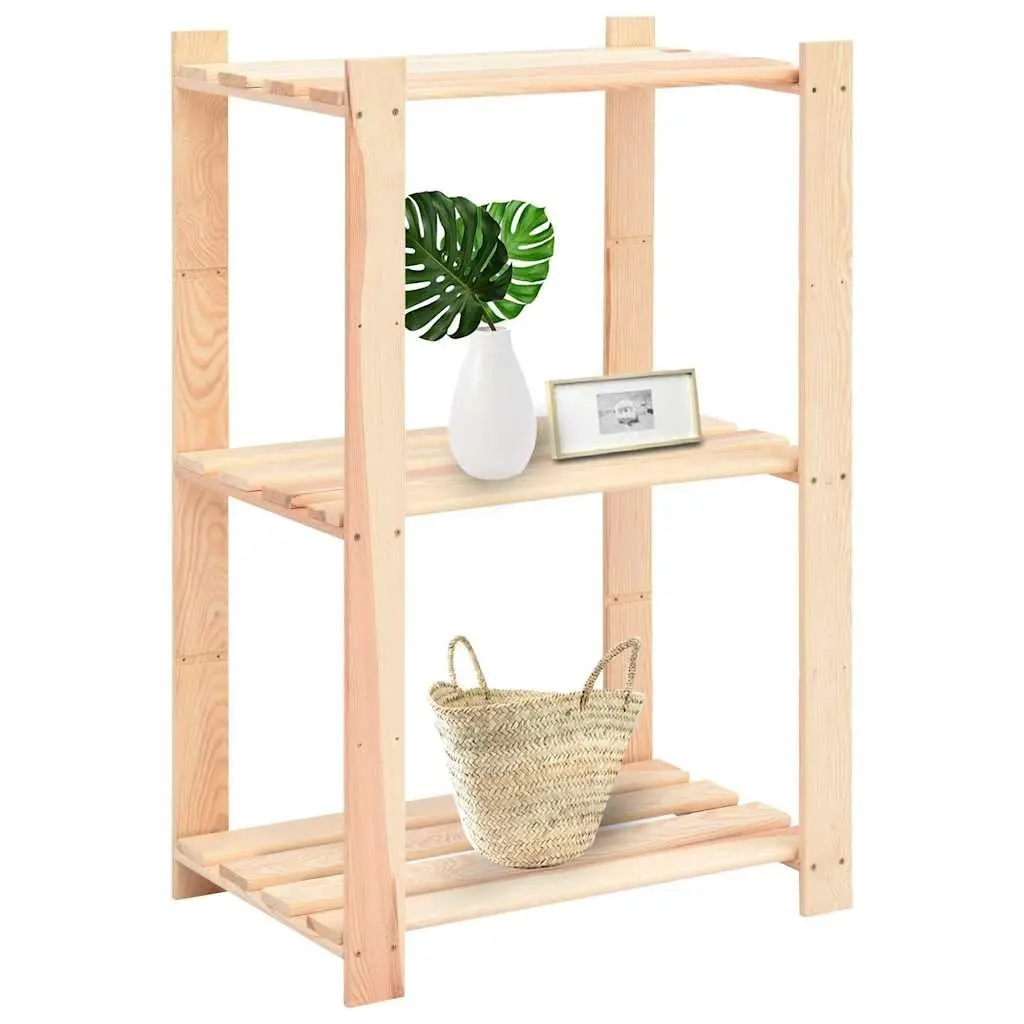 3-Tier Storage Rack 60x38x90 cm Solid Wood Shelving Unit Home Organization