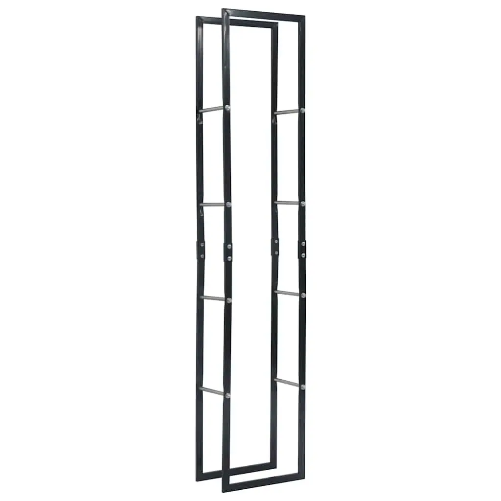 Firewood Rack Steel Log Storage Black Rectangular Holder Fireplace Wood